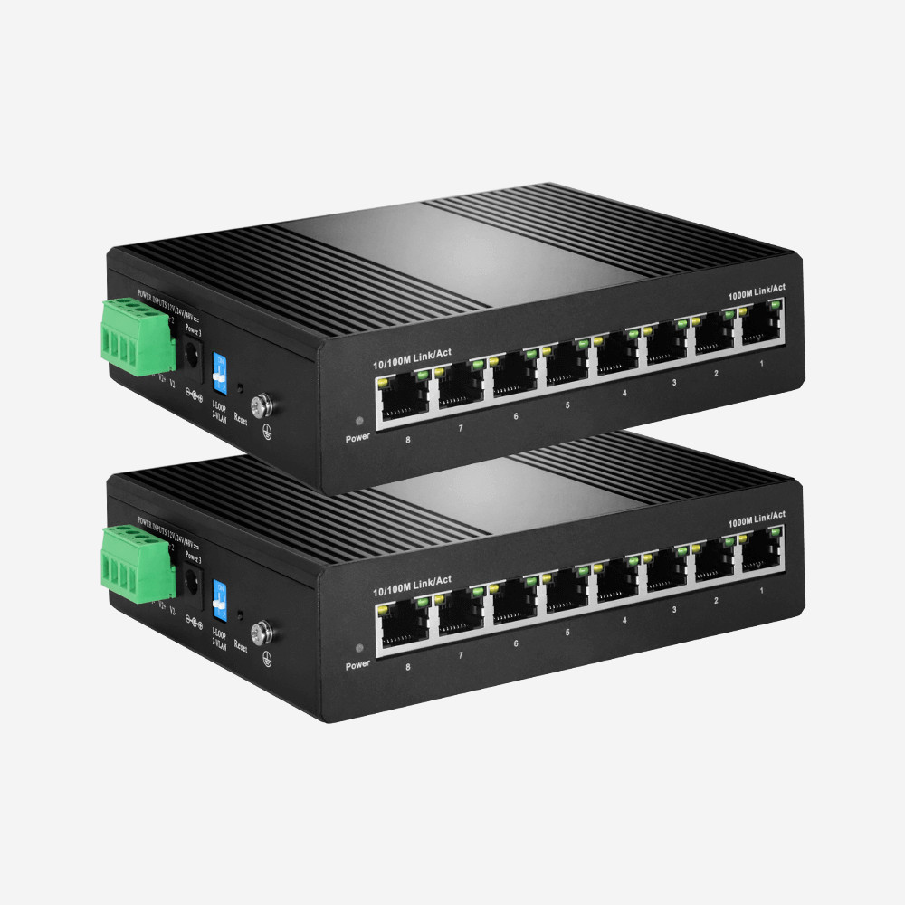 DC 12V57V Industrial Switch With 8 Gigabit RJ45 Ports