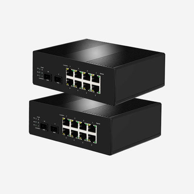 IPv6 12V-57V 10 Port Layer 2+ Managed Switches With Gigabit 8 RJ45 Ports 2 SFP Fiber Ports