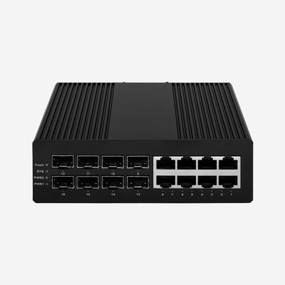 8 RJ45 And 8 SFP Ports Industrial Gigabit Switch Low Power Fanless Cooling