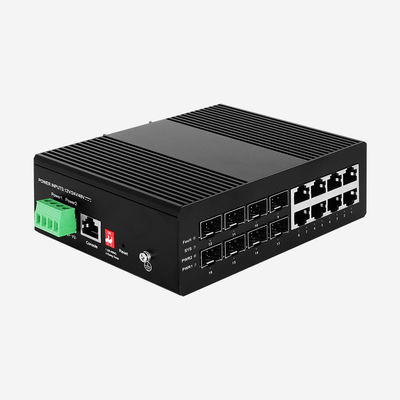 16 Port 8GE RJ45 8GE SFP Industrial PoE Switch 32Gbps Din Rail / Wall Mounting
