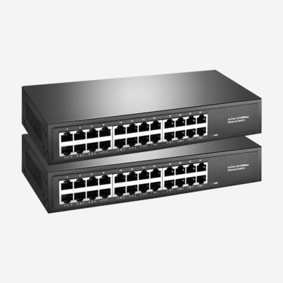 24 Port 10/100 Mbps Wired Network Switch 266 X 183 X 39 Mm Dimension