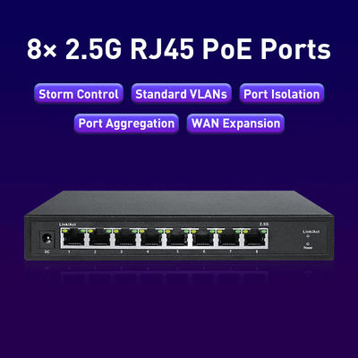 8 Port 2.5Gbps Store And Forward Switch With 4K MAC Address Table