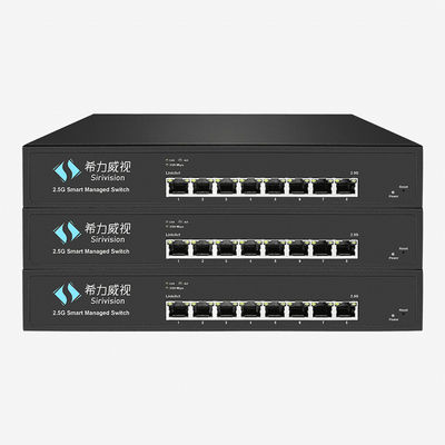 Rack Mounted 8 RJ45 PoE 2.5Gbps Ethernet Switch Plug-And-Play With LED Power Indicator