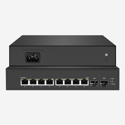 150W 8-Port RJ45 1000BASE-T Network Media 2.5 G PoE Switch With 2 10G SFP Slot, 802.3af/At (PoE+) Standard