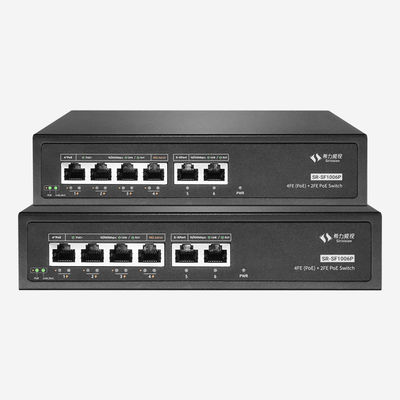 6 Ports Wired 4 PoE RJ45 100Mbps Ethernet Switch With PoE Power 60W And Copper Network Media Type